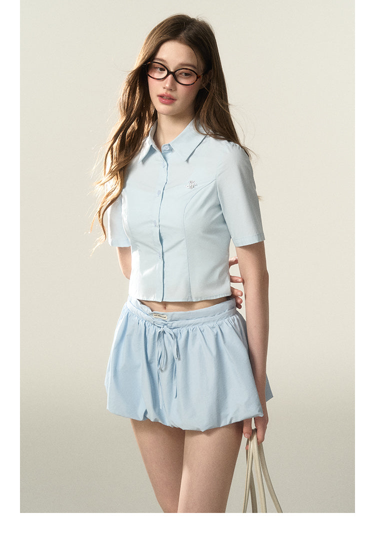 Nylon Balloon Mini Skirt With Insert Shorts