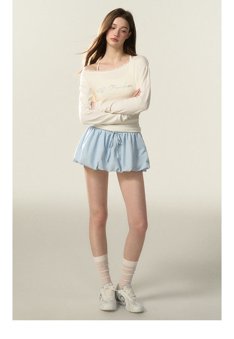 Nylon Balloon Mini Skirt With Insert Shorts