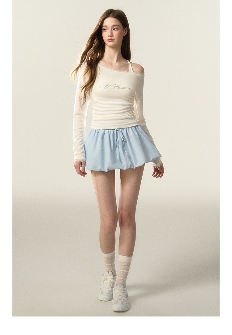 Nylon Balloon Mini Skirt With Insert Shorts