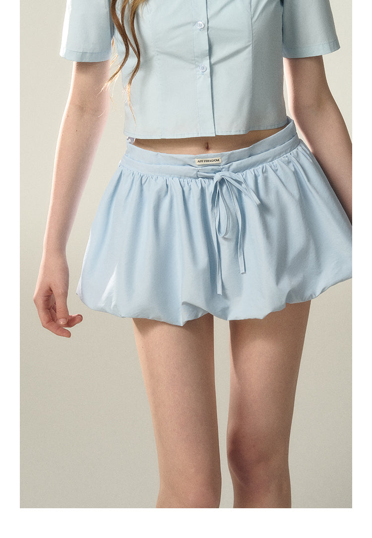 Nylon Balloon Mini Skirt With Insert Shorts