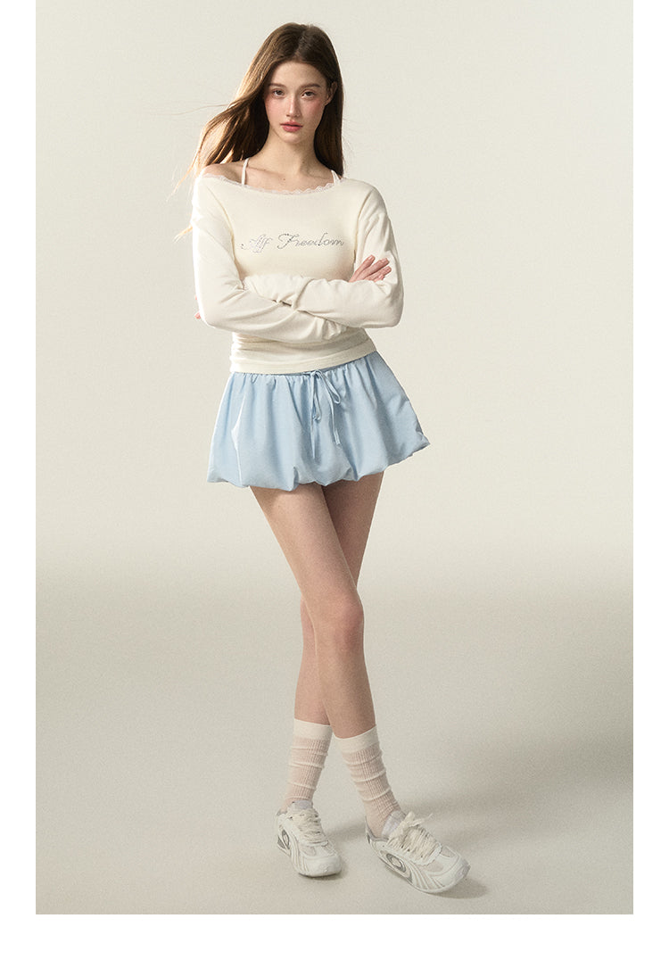 Nylon Balloon Mini Skirt With Insert Shorts