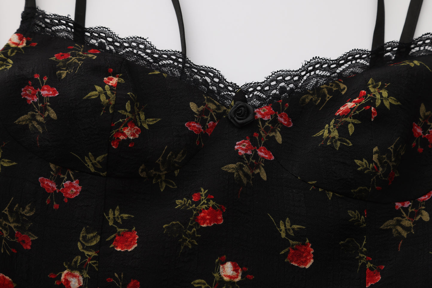 Tie-Strap Rose Print Dress