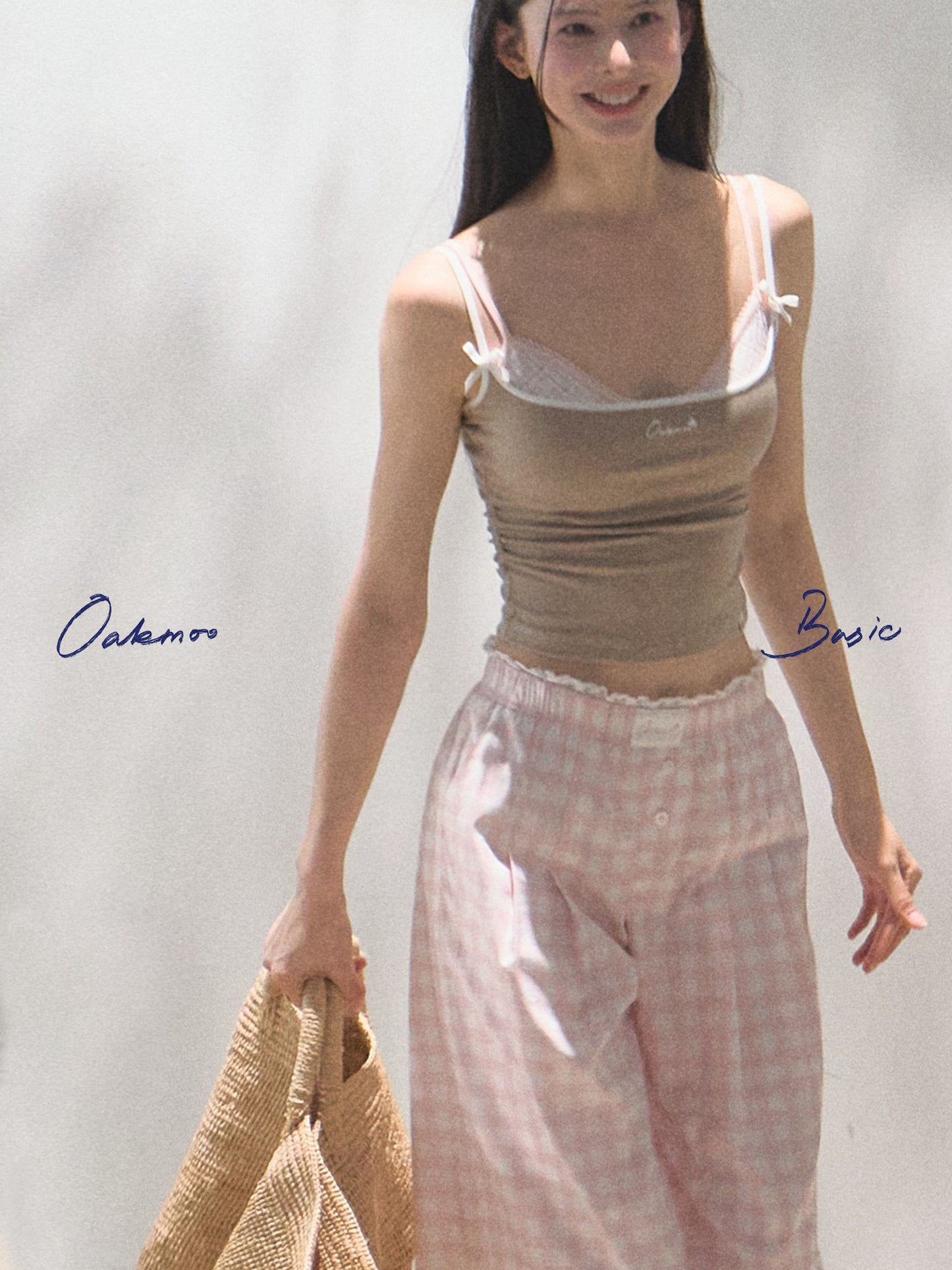 Stretch Plaid Bra And Cami Top Set