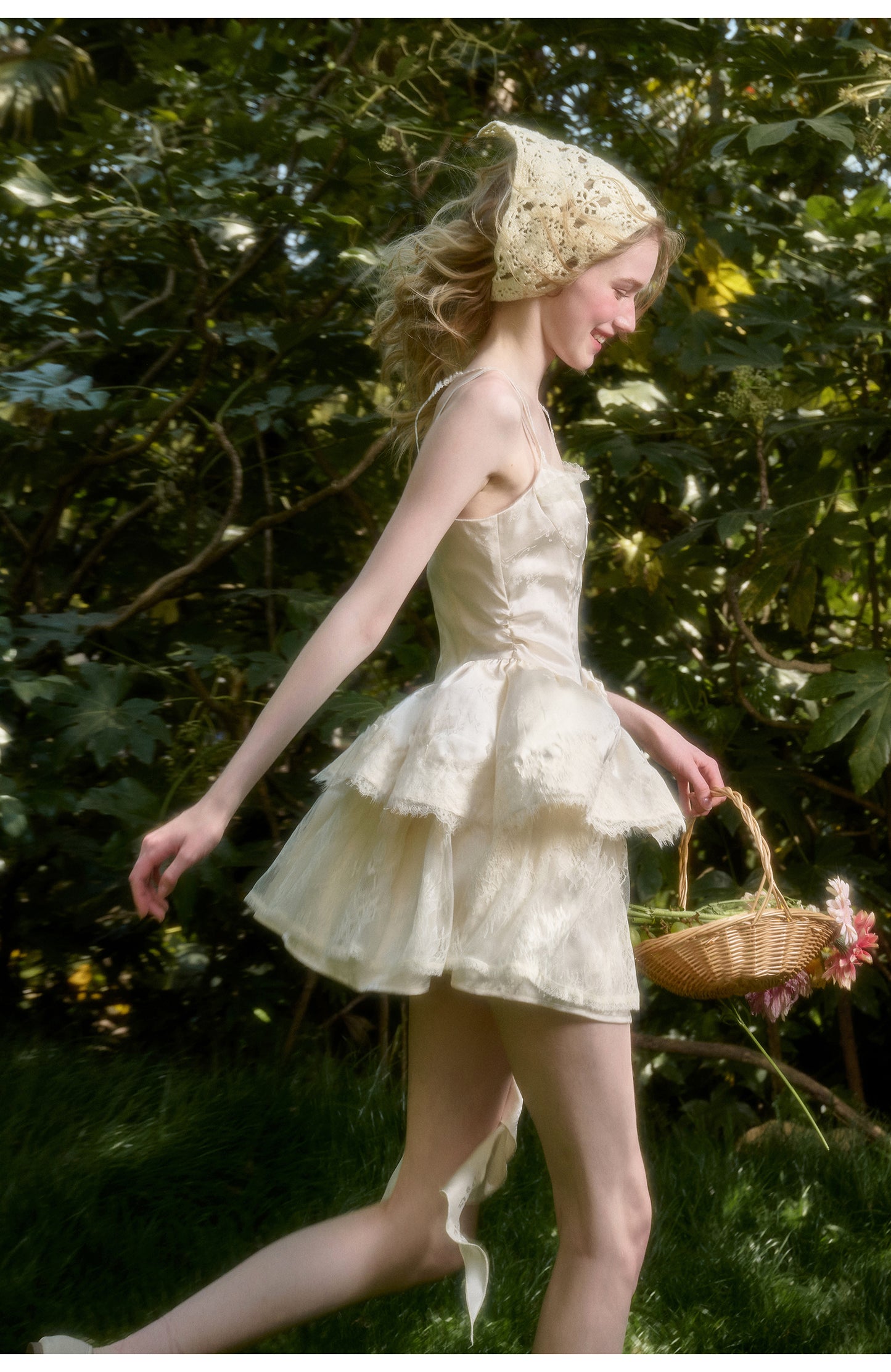 Rose Detail Double Strap Satin Dress