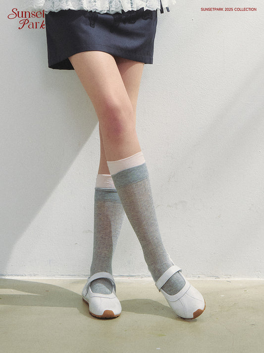Contrast Stacked Sheer Socks