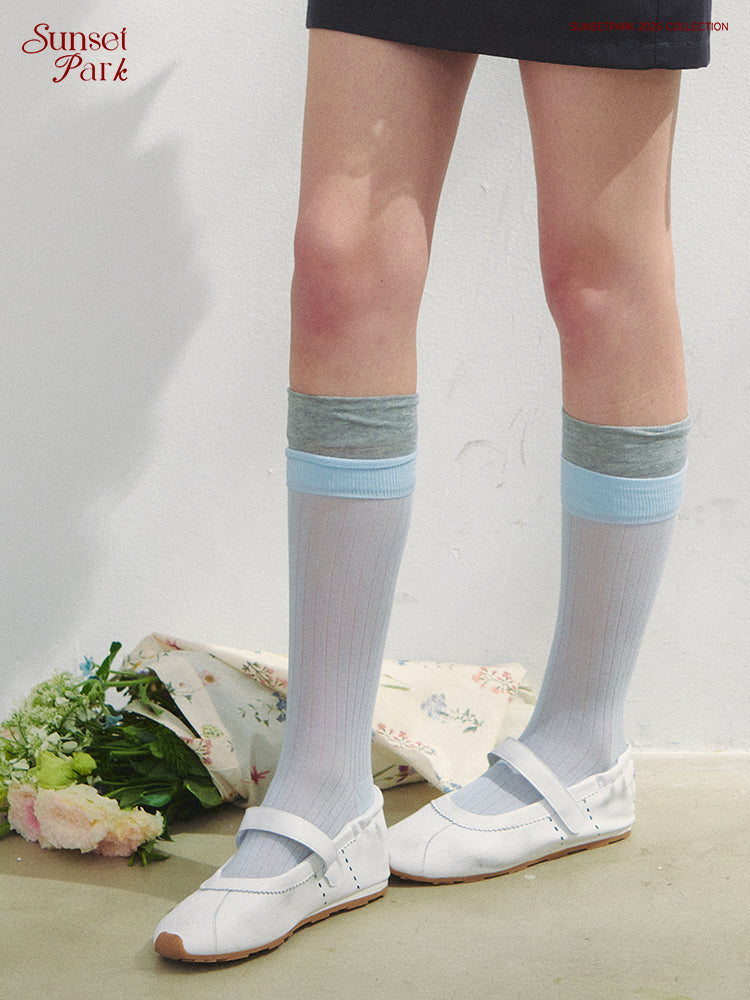 Contrast Stacked Sheer Socks