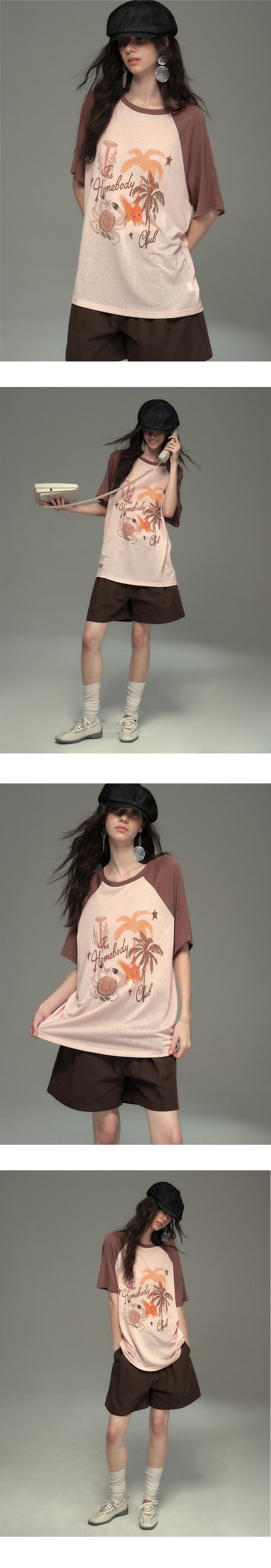 Island Print Raglan Sleeve Tee