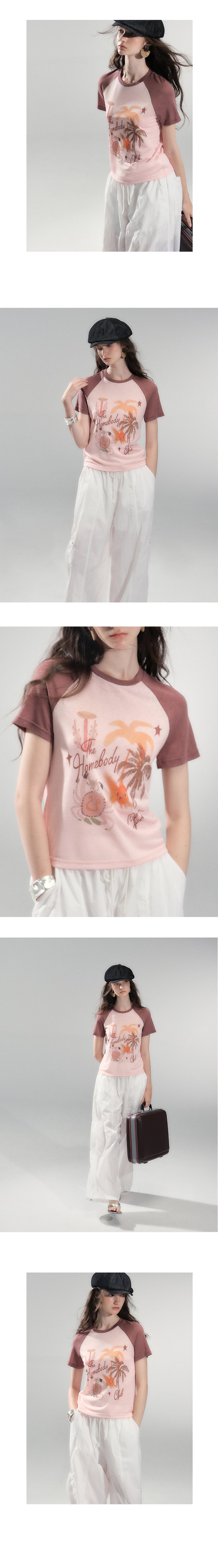 Island Print Raglan Sleeve Tee