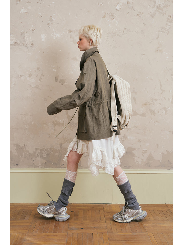 Windbreaker Jacket With Mushroom & Swallow Patches