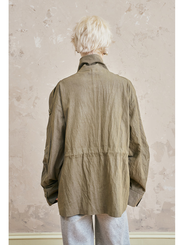 Windbreaker Jacket With Mushroom & Swallow Patches