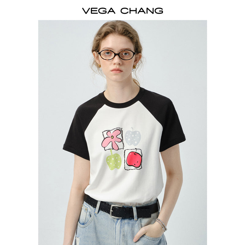 Graphic Printed T-Shirt With Contrast Raglan Sleeves