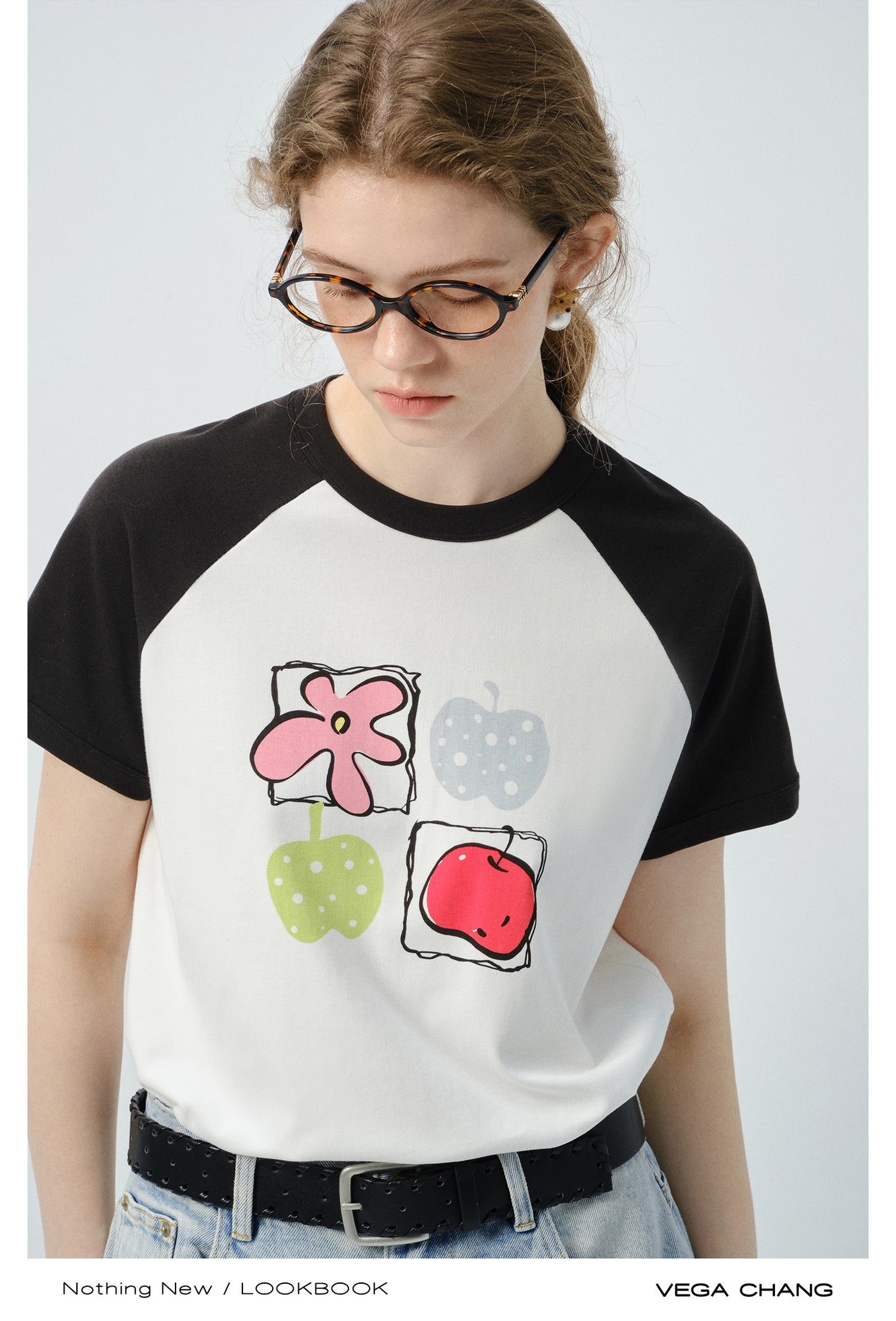 Graphic Printed T-Shirt With Contrast Raglan Sleeves