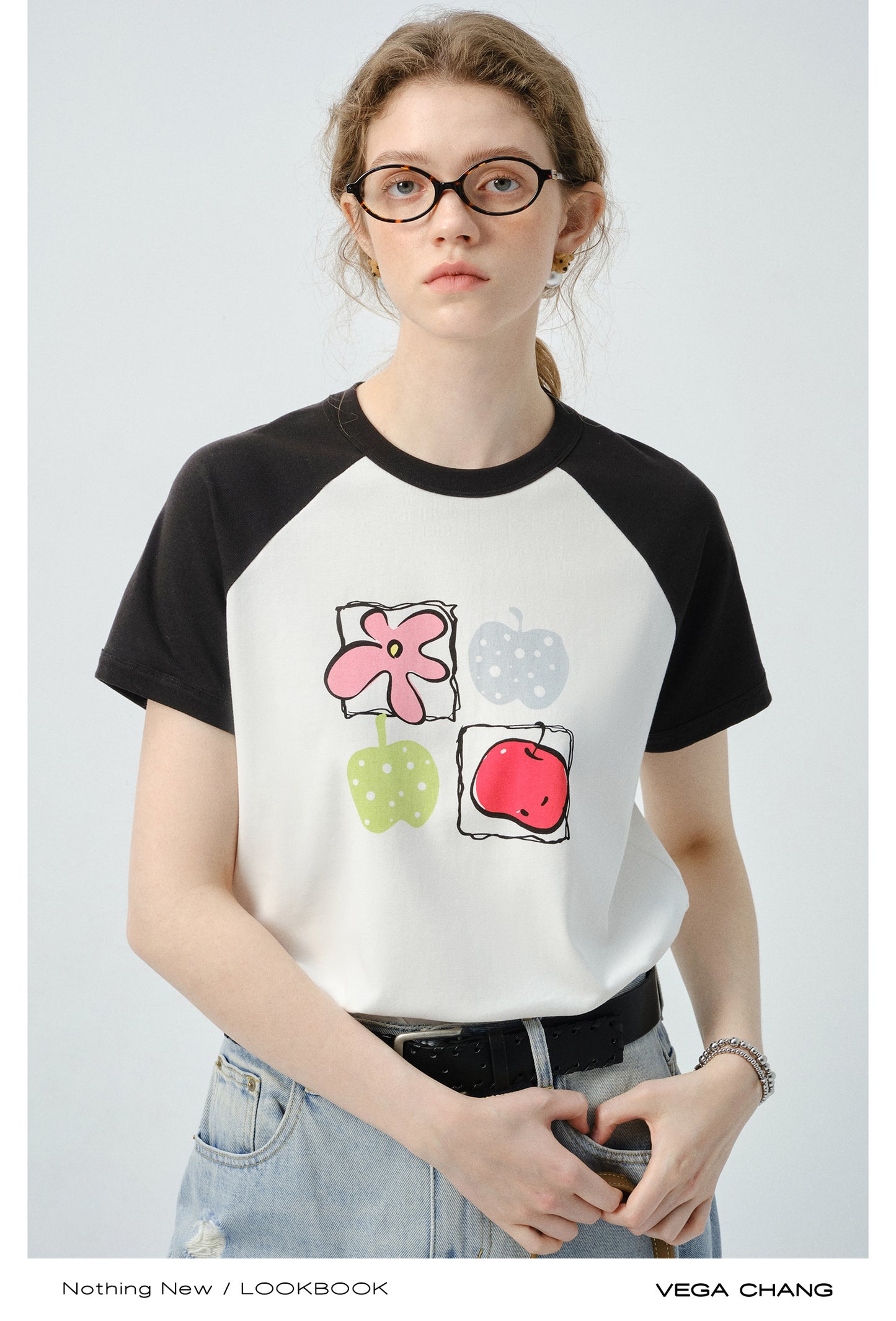 Graphic Printed T-Shirt With Contrast Raglan Sleeves