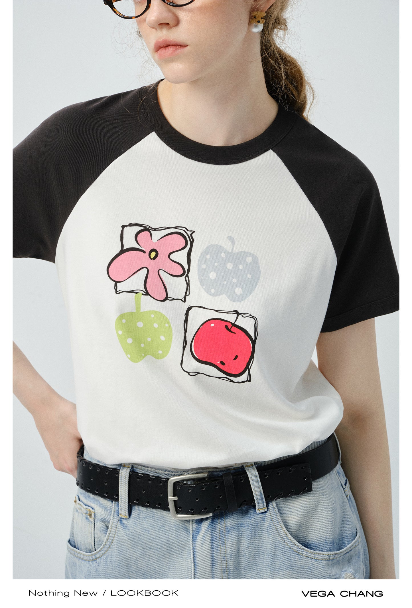 Graphic Printed T-Shirt With Contrast Raglan Sleeves