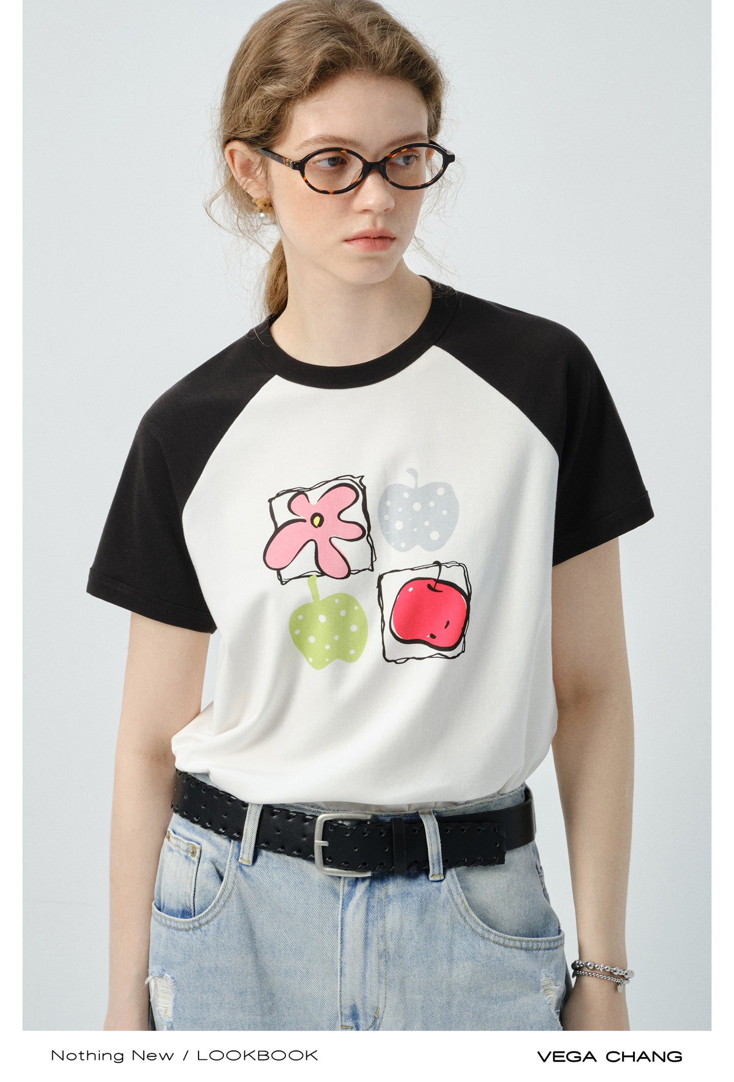 Graphic Printed T-Shirt With Contrast Raglan Sleeves