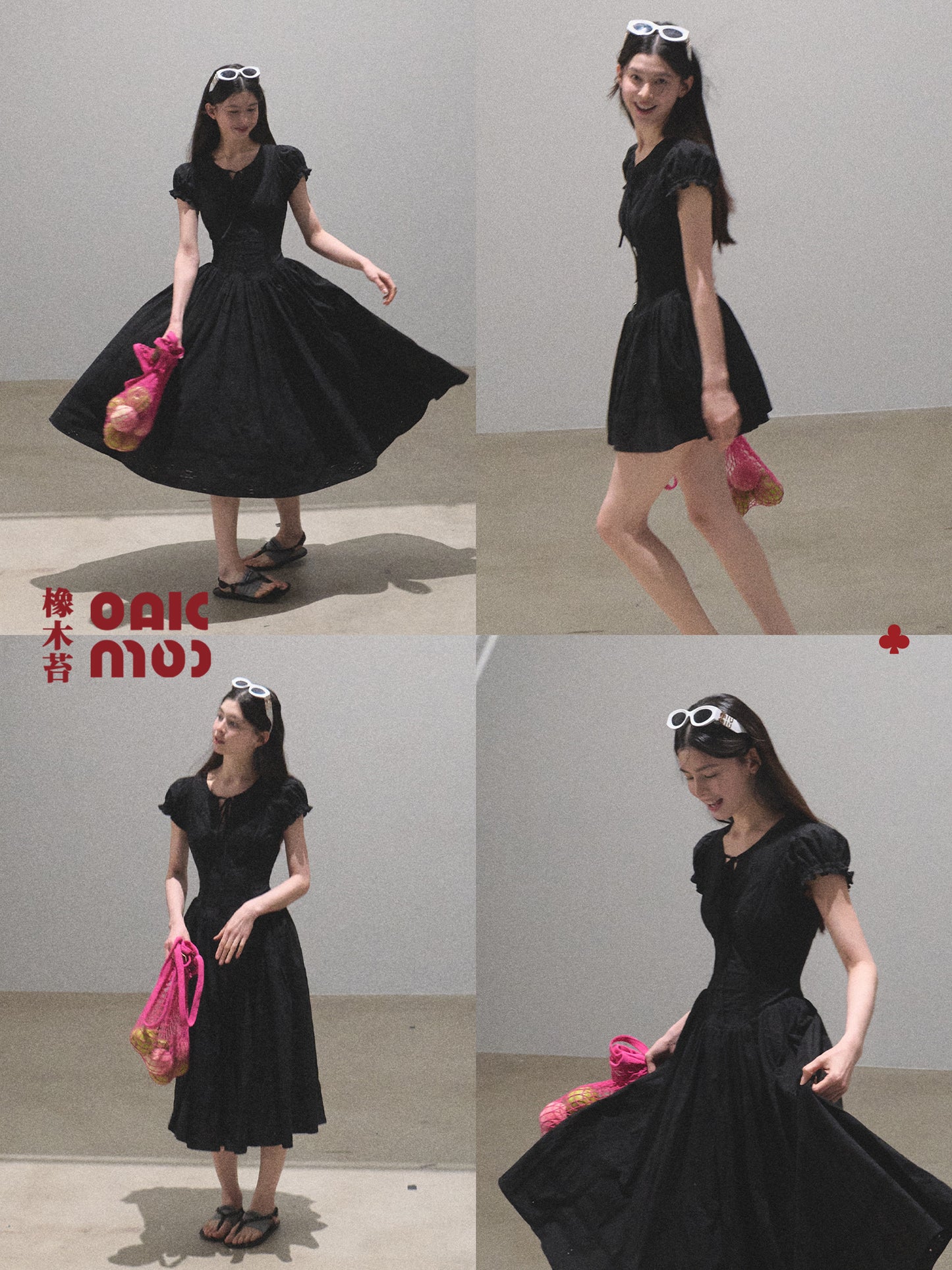 Puff Sleeve Embroidered Cotton Dress In Two Lengths