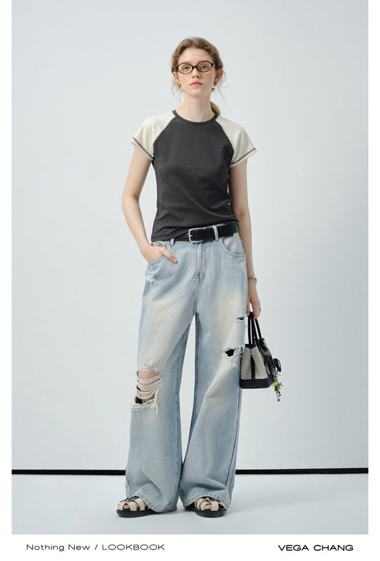 Contrast Color Raglan T-Shirt