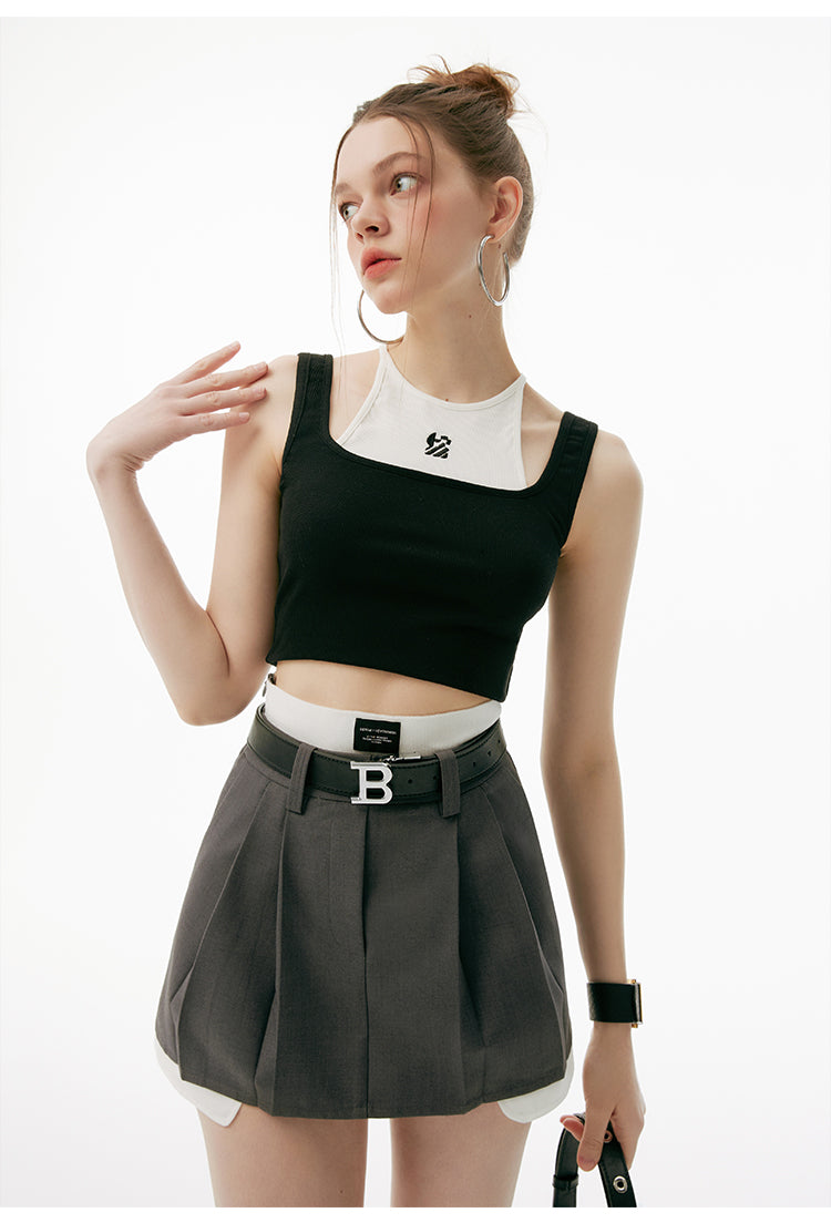 2-In-1 Sleeveless Top & Micro Mini Skirt