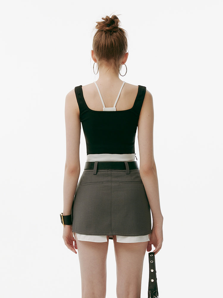 2-In-1 Sleeveless Top & Micro Mini Skirt