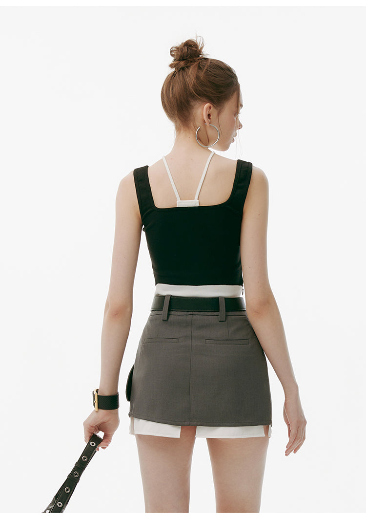 2-In-1 Sleeveless Top & Micro Mini Skirt
