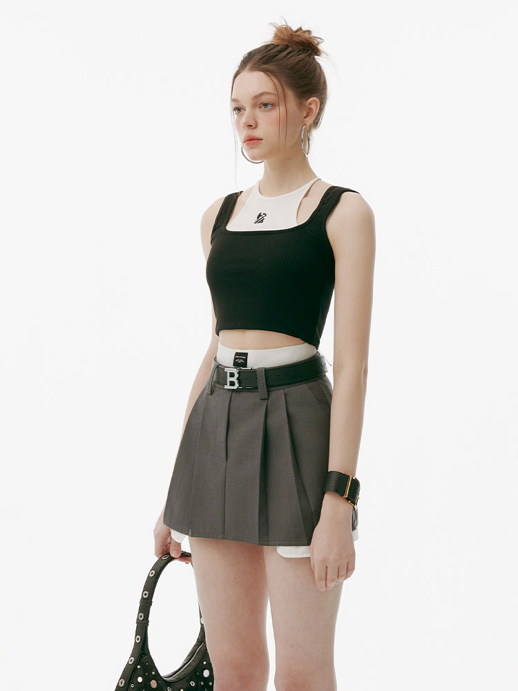 2-In-1 Sleeveless Top & Micro Mini Skirt