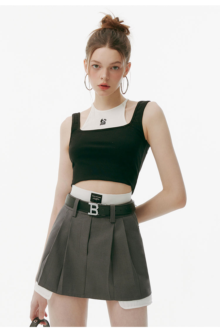 2-In-1 Sleeveless Top & Micro Mini Skirt