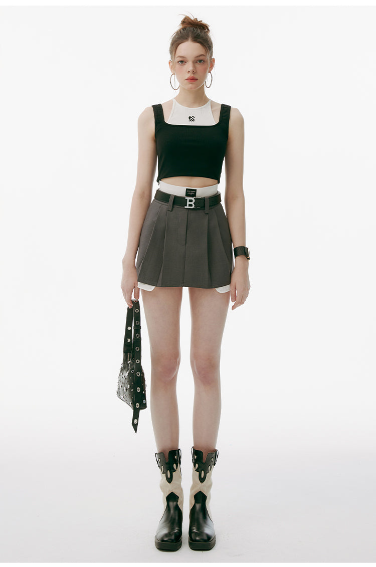 2-In-1 Sleeveless Top & Micro Mini Skirt