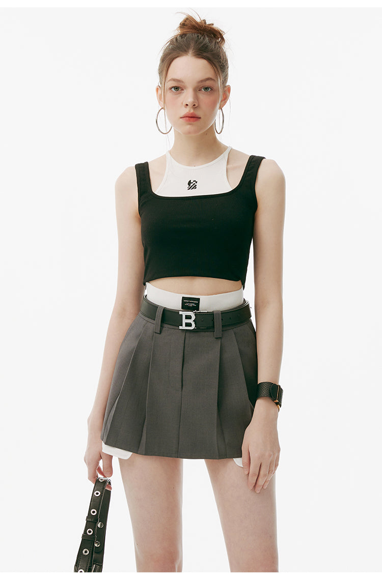 2-In-1 Sleeveless Top & Micro Mini Skirt