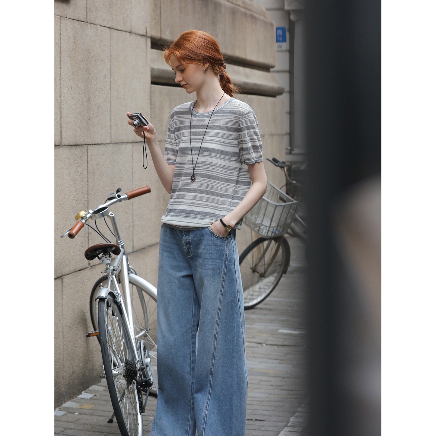 Short-Sleeve Striped Knit Top