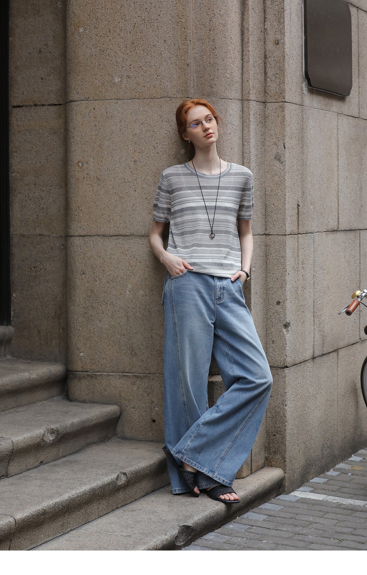 Short-Sleeve Striped Knit Top