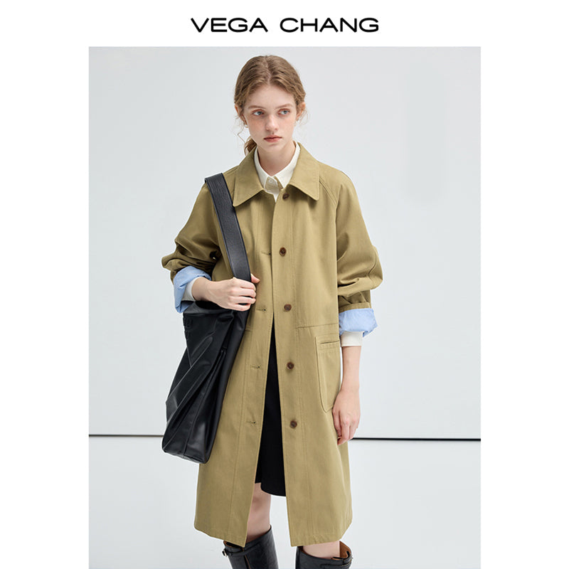 Minimalistic Cotton Blend Twill Raglan Coat