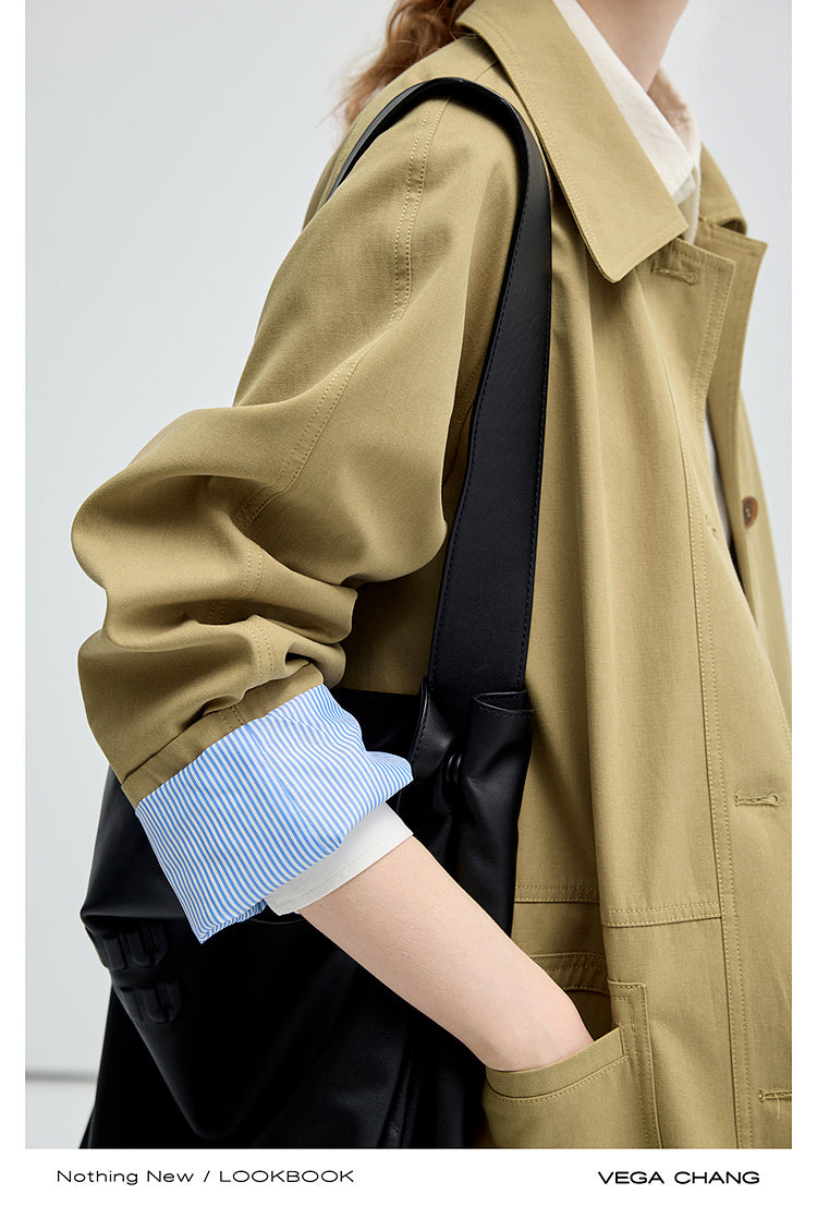 Minimalistic Cotton Blend Twill Raglan Coat