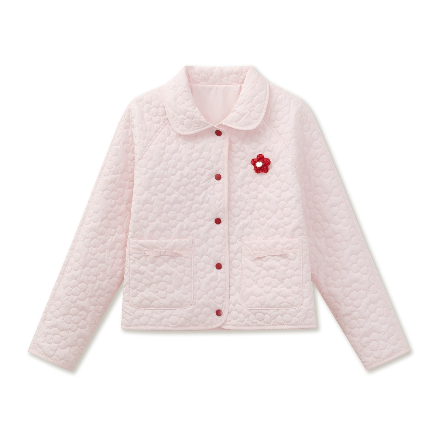 Reversible Quilted Jacket With Floral Design