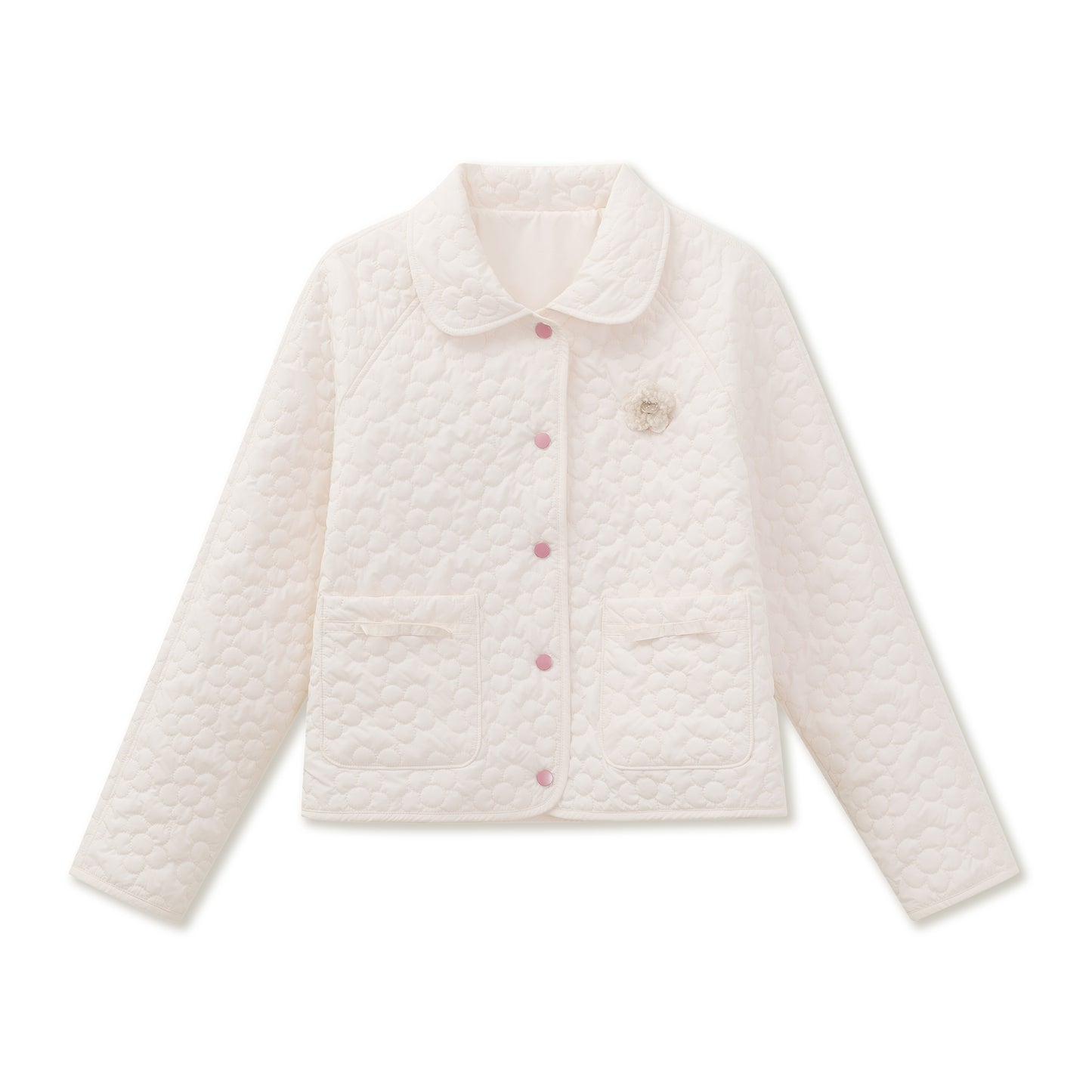 Reversible Quilted Jacket With Floral Design
