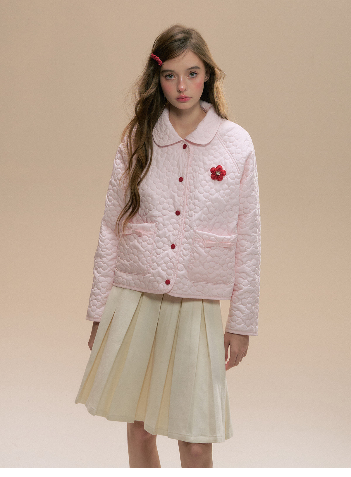 Reversible Quilted Jacket With Floral Design