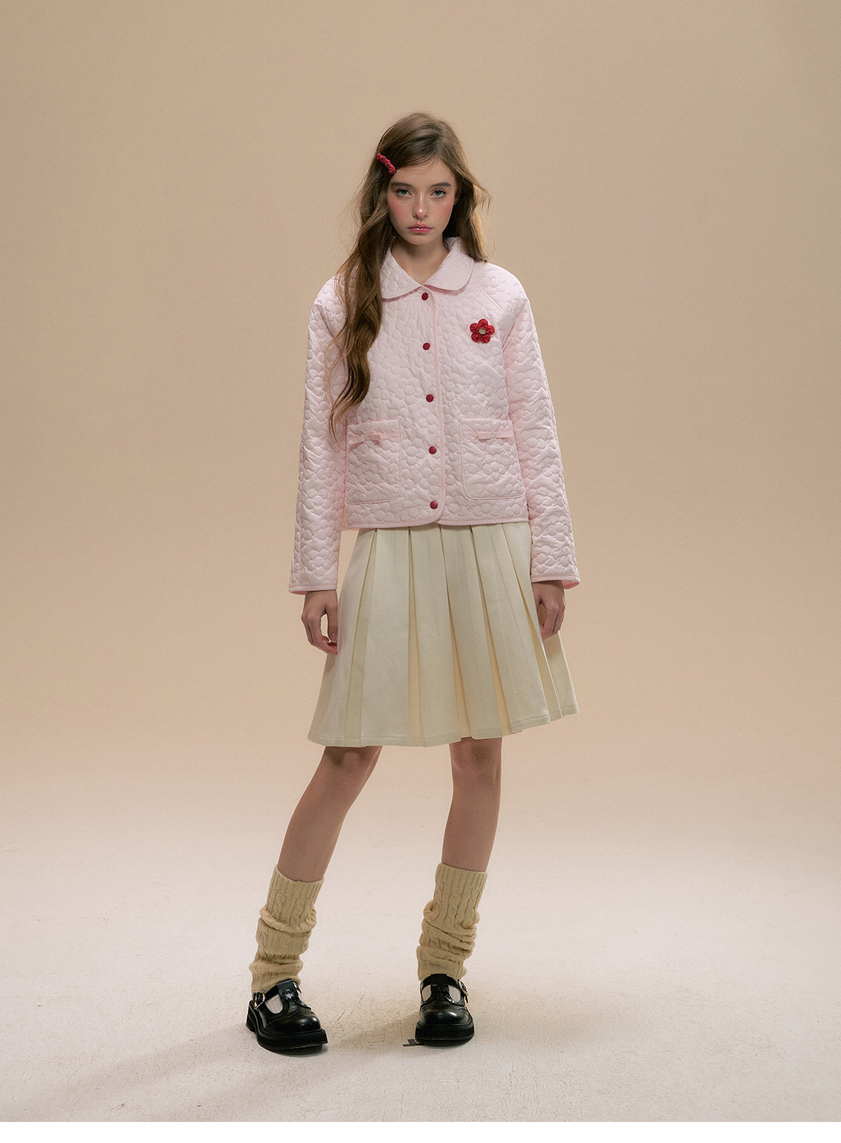 Reversible Quilted Jacket With Floral Design