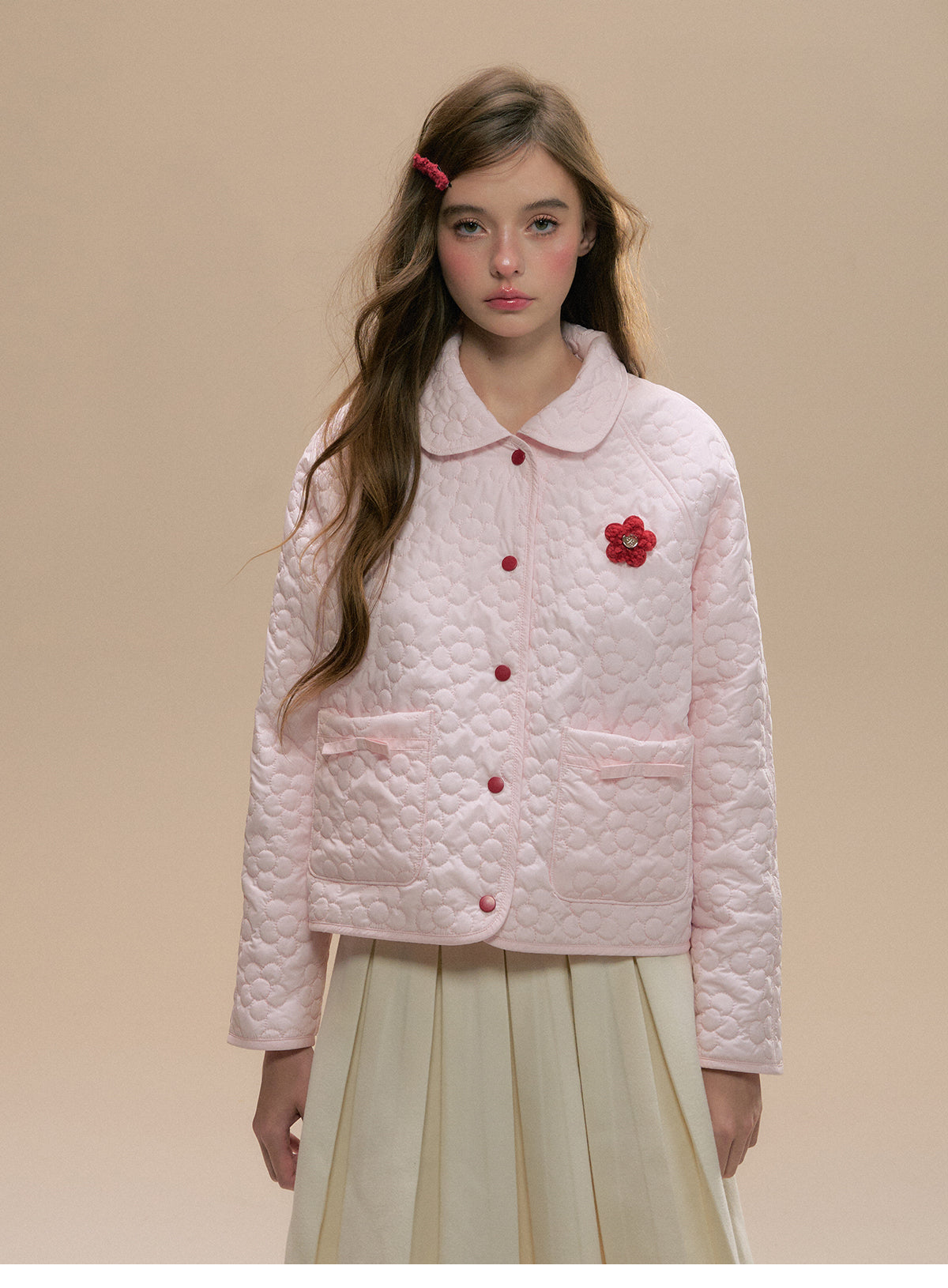 Reversible Quilted Jacket With Floral Design