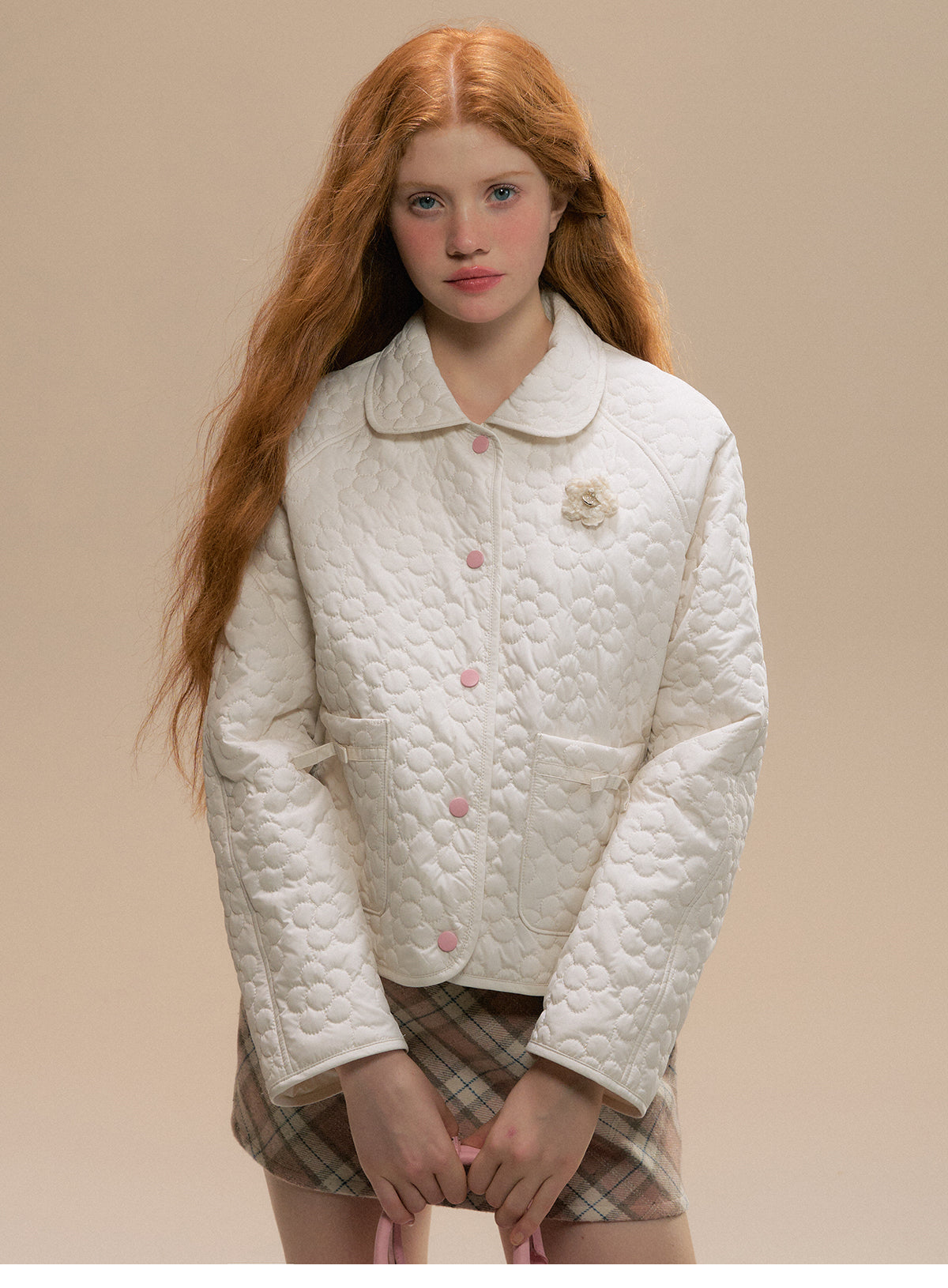 Reversible Quilted Jacket With Floral Design