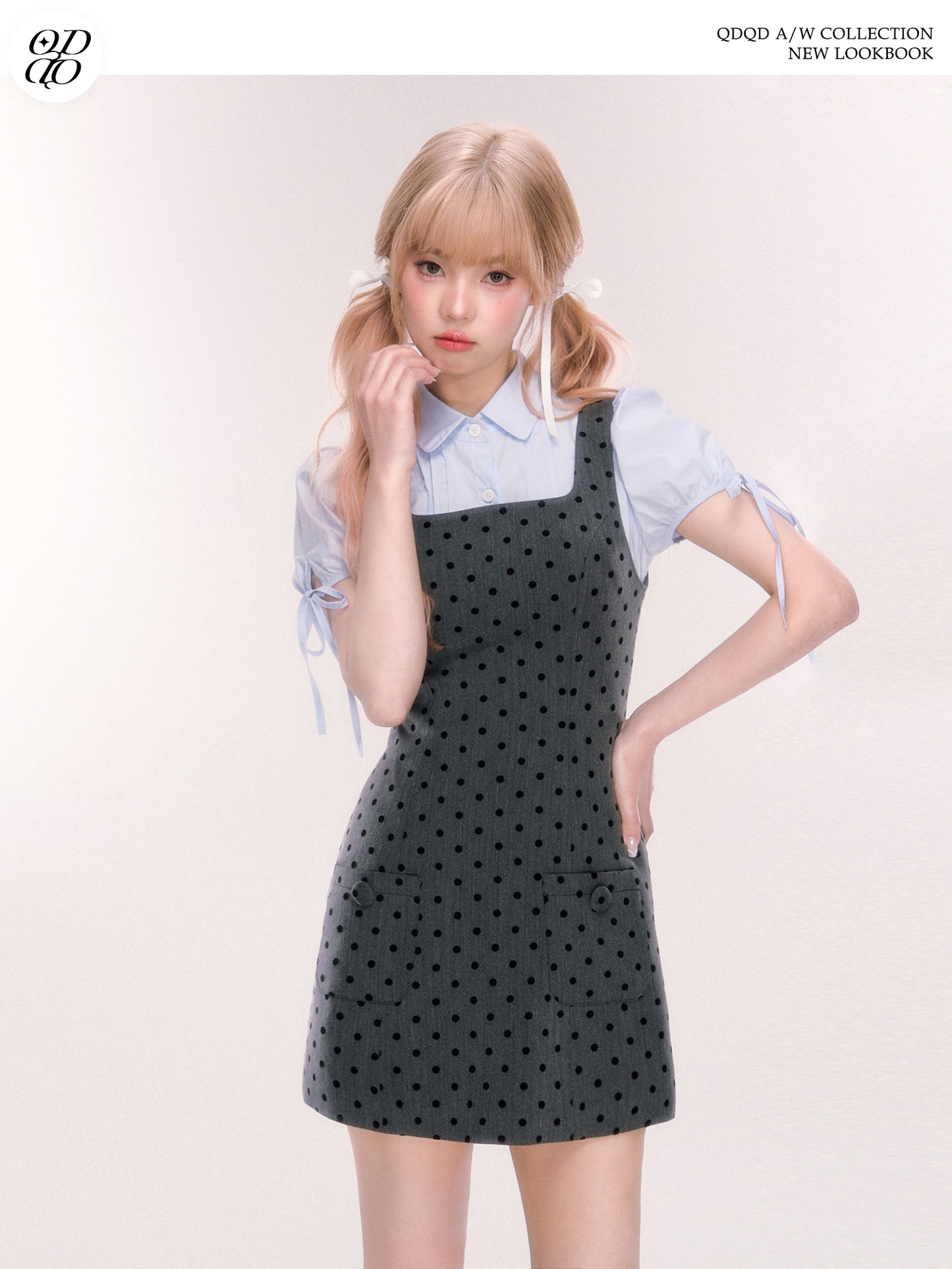 Pintuck Puff-Sleeve Cotton Blouse With Ribbons