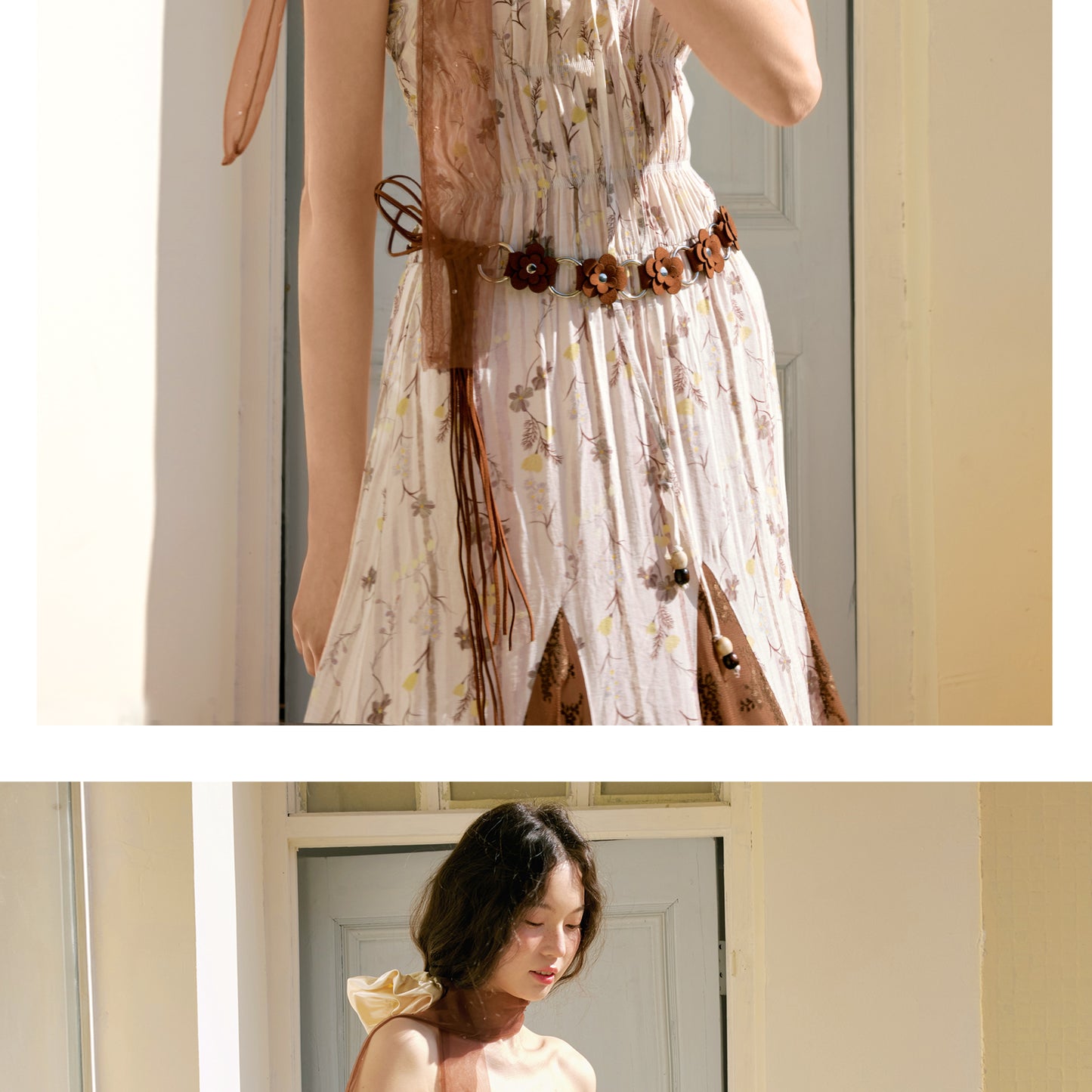 Bohemian Shirred Tube Dress And Matching Flower Belt