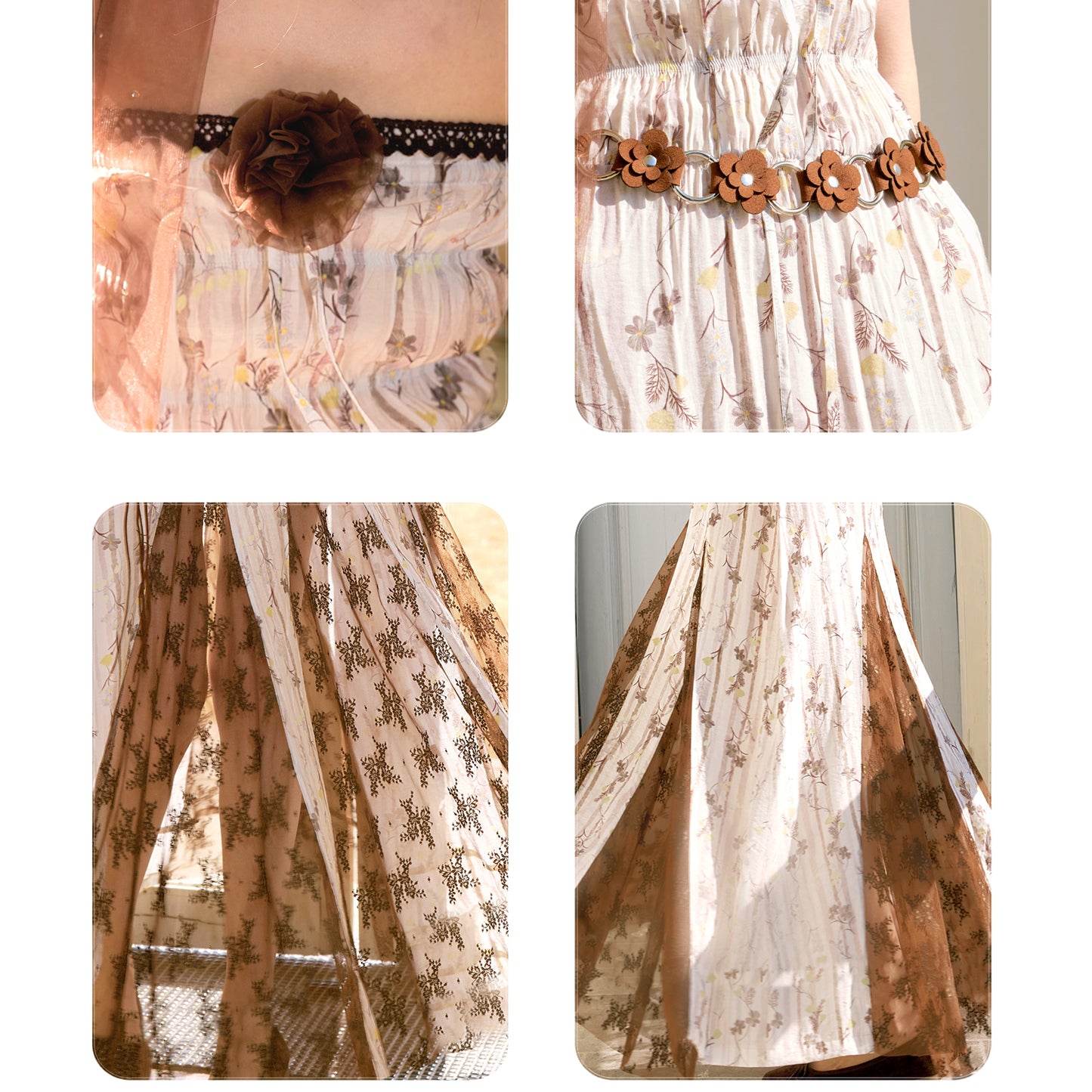 Bohemian Shirred Tube Dress And Matching Flower Belt