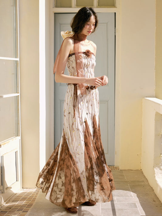 Bohemian Shirred Tube Dress And Matching Flower Belt