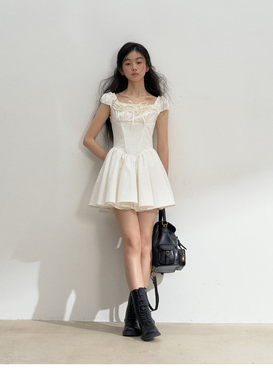 Corset-Inspired Cotton Dress With Lace-Up Back