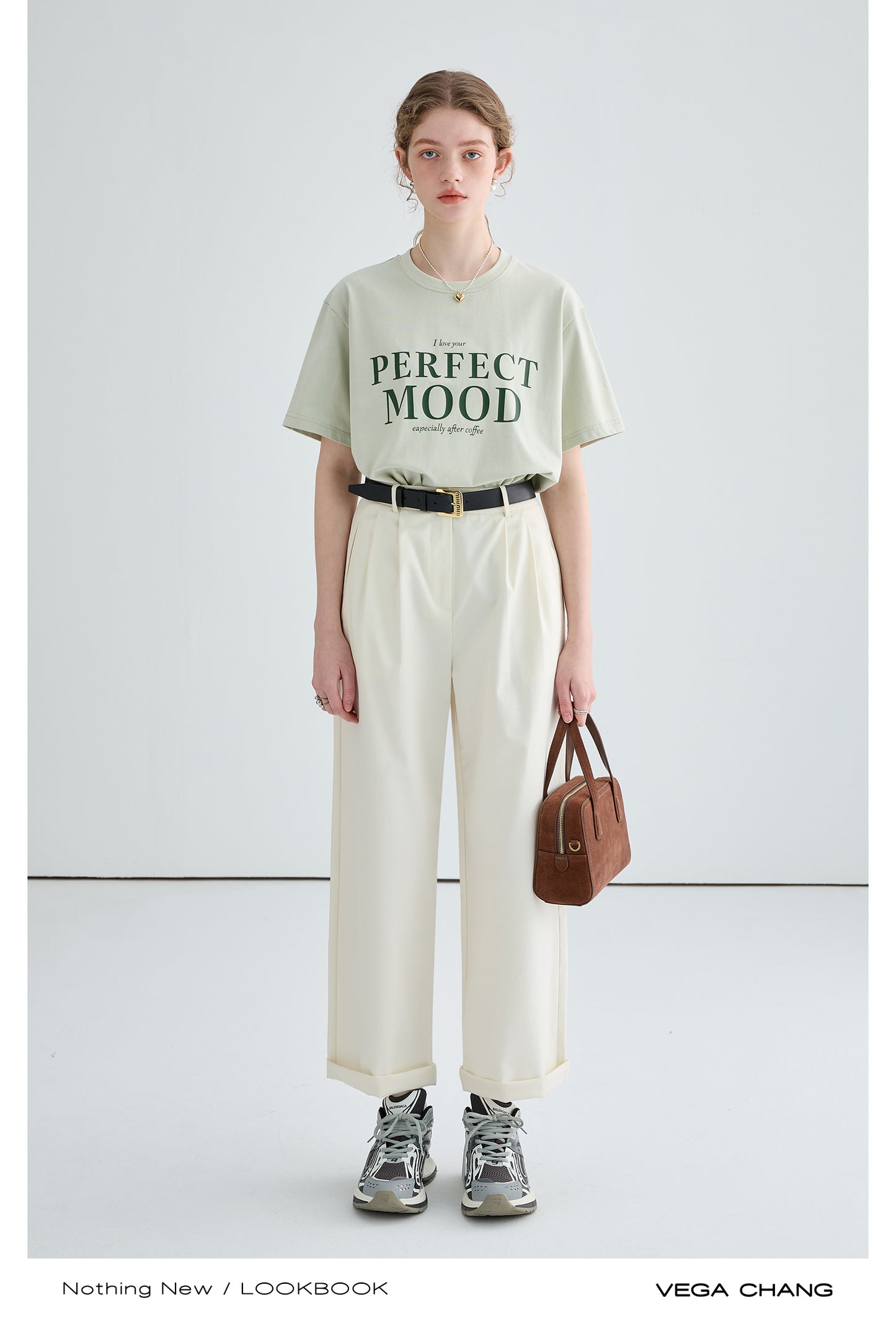 “PERFECT MOOD” Lettering T-Shirt