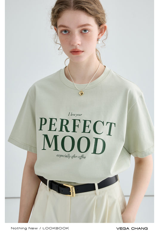 “PERFECT MOOD” Lettering T-Shirt