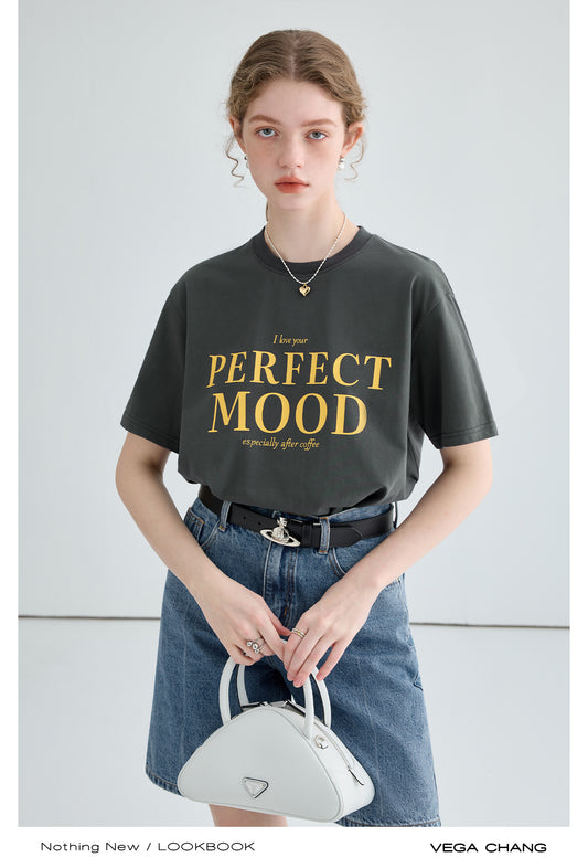 “PERFECT MOOD” Lettering T-Shirt
