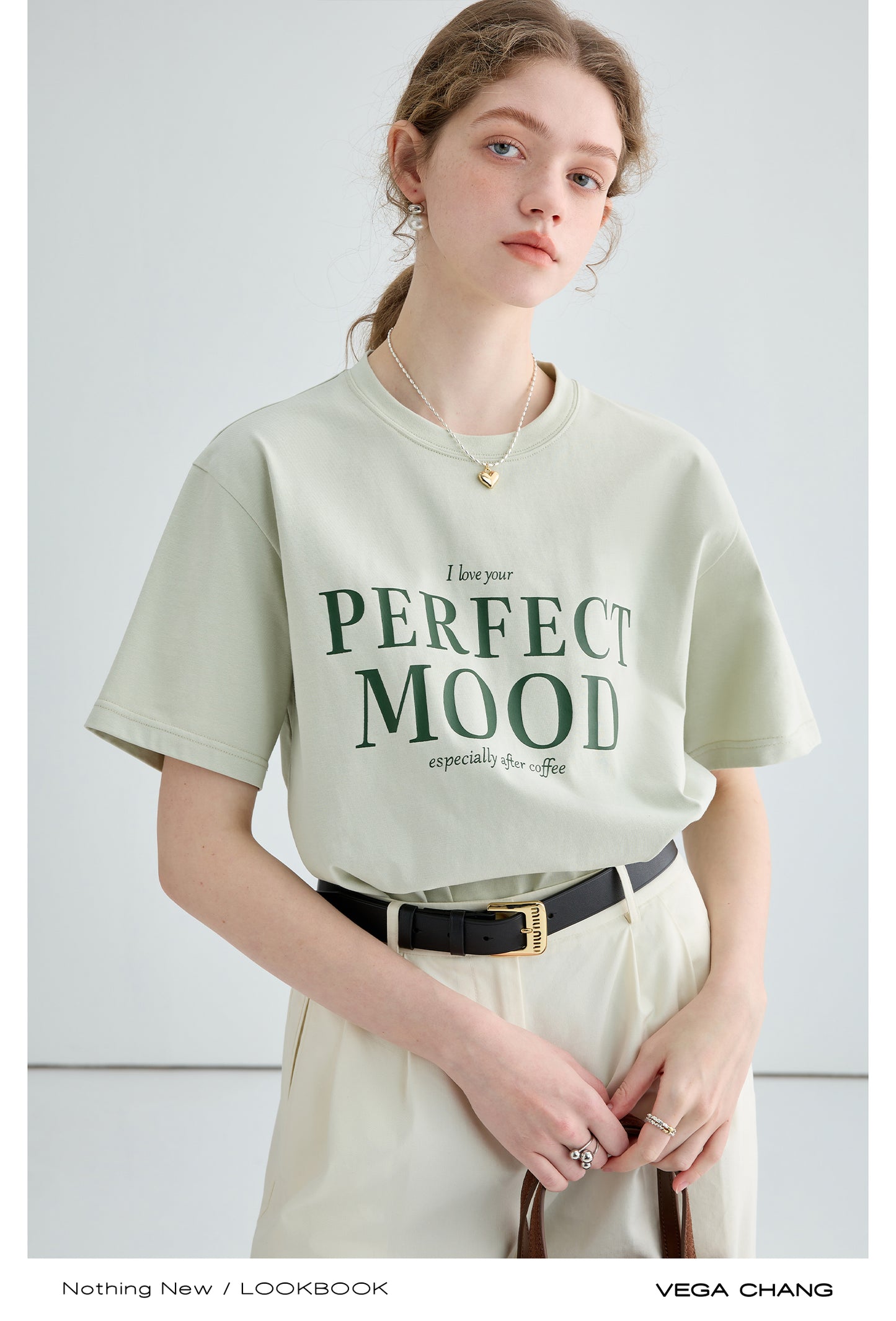 “PERFECT MOOD” Lettering T-Shirt