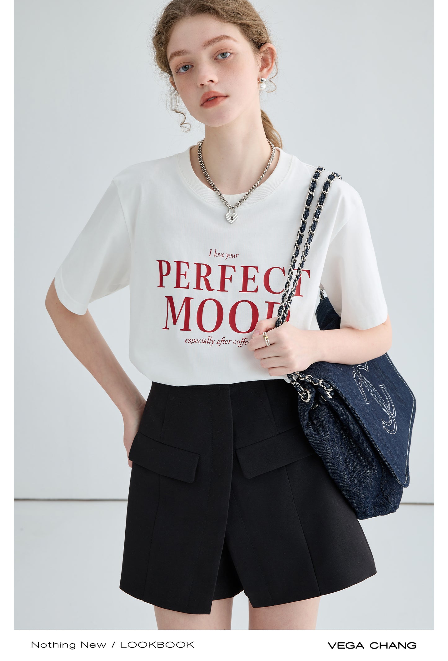 “PERFECT MOOD” Lettering T-Shirt