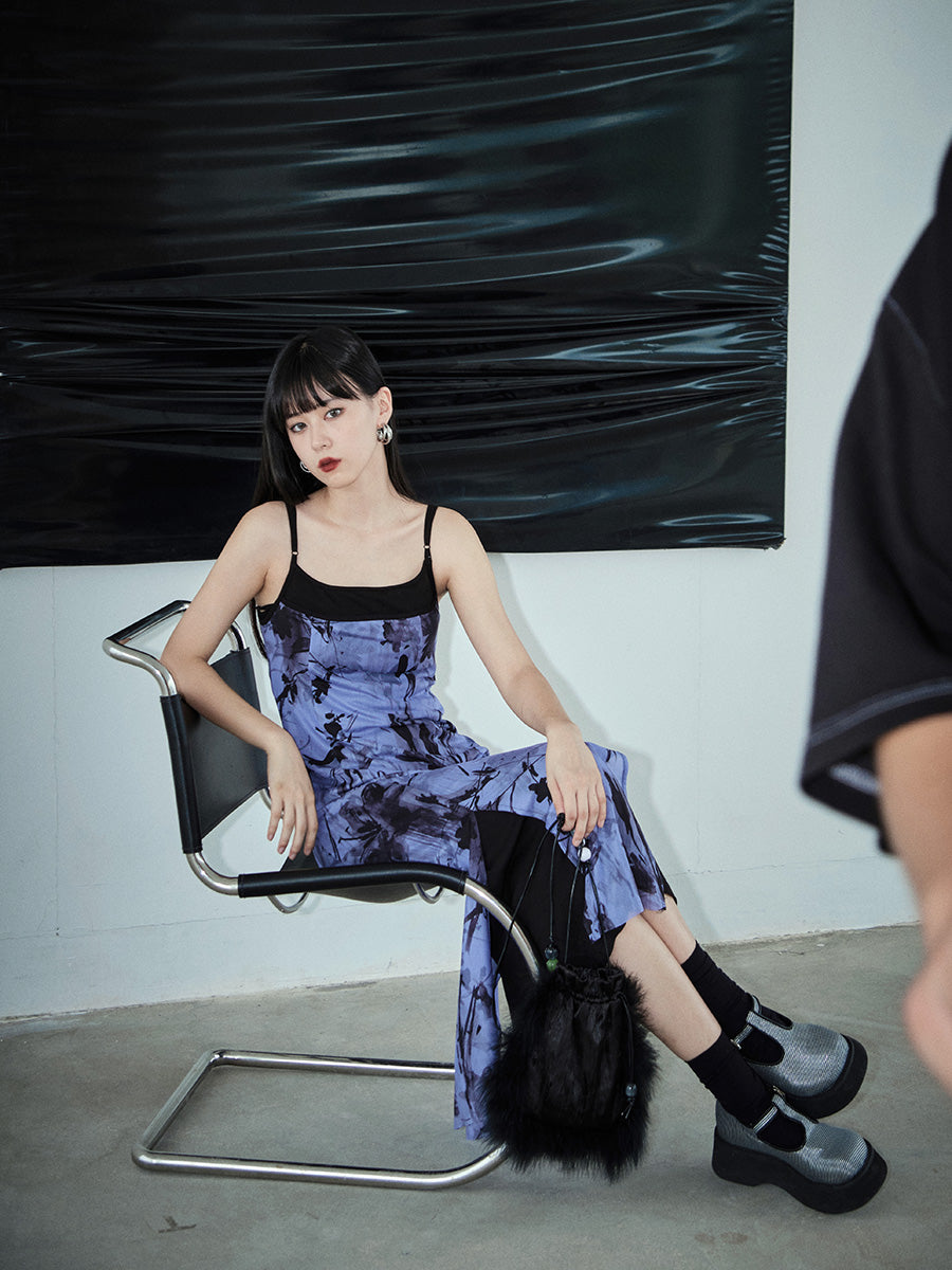 Printed Double-Layer Mesh Dress