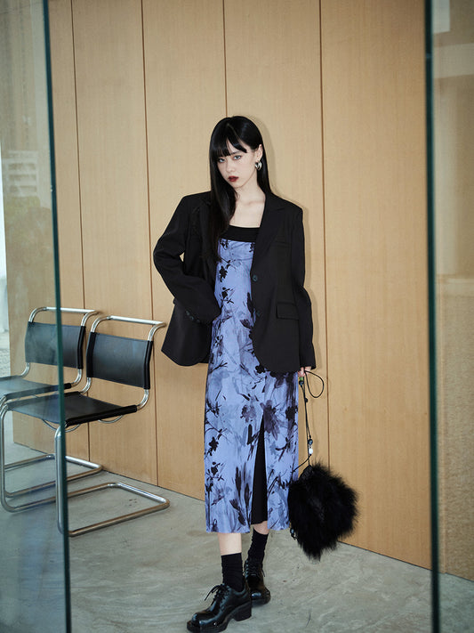 Printed Double-Layer Mesh Dress